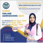 GCWUS Admissions 2021 deadline-onlinerozgar